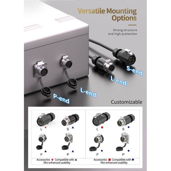 IP68 Waterproof 20A 4-Pin LP20 Power Connector Solder Type