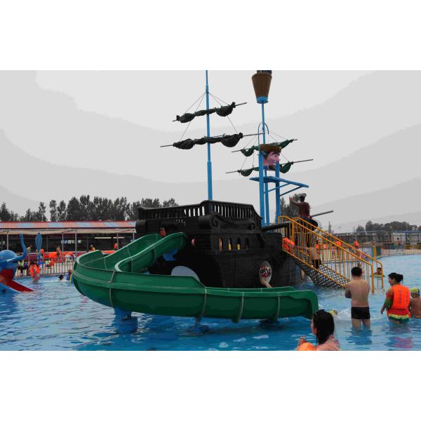 Fiberglass Aqua Play Water Park Equipment , Pirate Ship Kids Water Slides