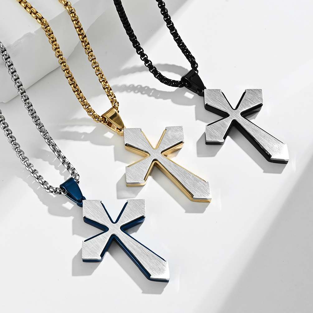 Stainless Steel Cross Shape Men's Fashion Necklace for Jewelry
