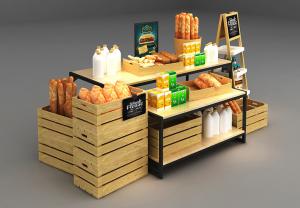 China Wooden Box Combination Design Shop Display Shelving With Metal Frame on sale