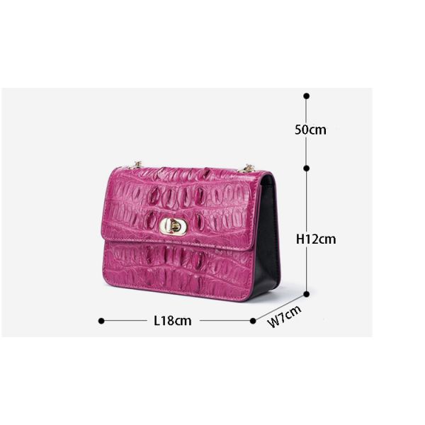 Fashion crocodile skull leather bag for women with one shoulder slung chain small square bag