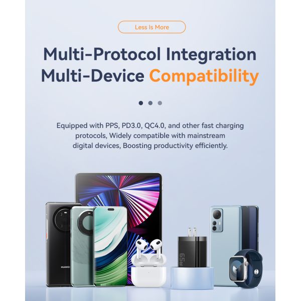 ESSAGER ES-CD43 USB Type C 65W QC4.0 PPS VOOC Gan Phone Fast Charger For Apple Huawei Xiaomi