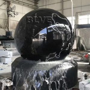 Cheap Marble Floating Ball Feng Shui Water Fountain Garden Black Natural Stone wholesale