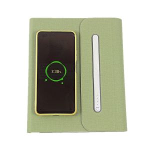 Cheap oEM PU Leather 2200mah Wireless Charging Notebook Power Bank wholesale