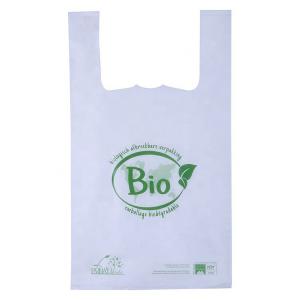 China Custom Printed Biodegradable T Shirt Bags Plastic PLA PBAT Cornstarch on sale