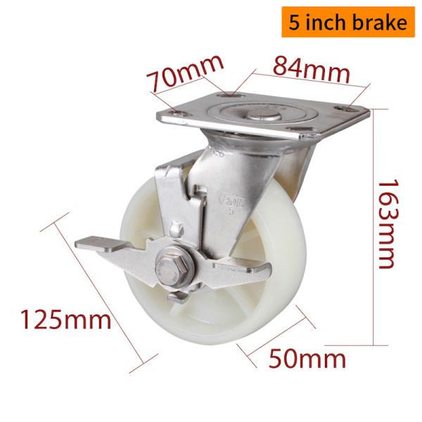 EDL 5 Inch Stainless Steel Industrial Caster Wheel TPA Tread 400kg Load Support S715P-25