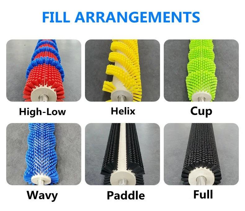 Industrial Nylon Cylindrical Brush Stainless Shaft Glass Cleaning Brush Vegetable And Fruit Polishing Roller Brush