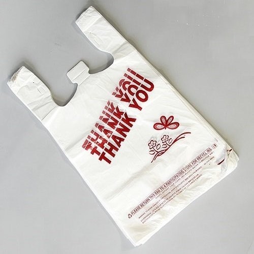 ECO-Friendly Plastic T Shirt Shopping Bags , White Colour With Printing , HDPE material