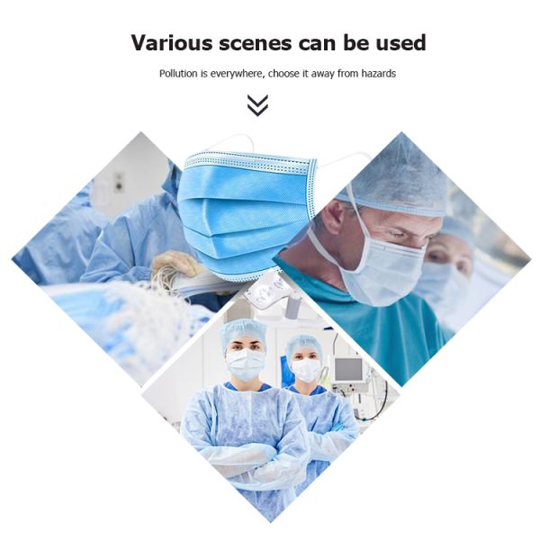 Hygienic Disposable Non Woven Face Mask , Non Allergic 3 Ply Disposable Face Mask