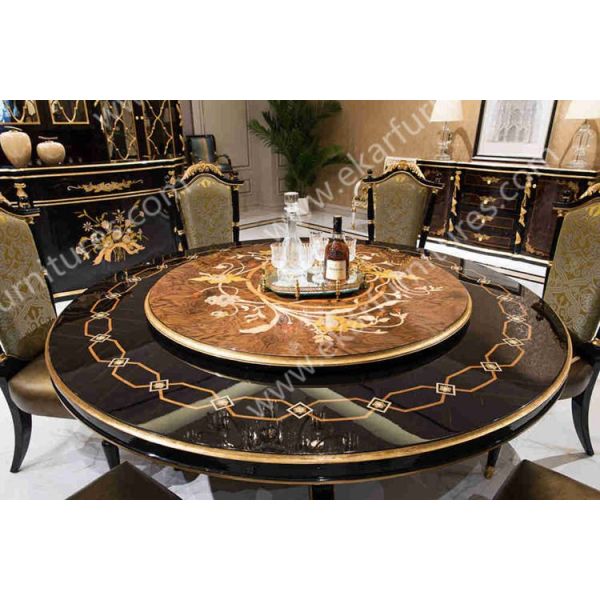 Alibaba wholesale Italy antique wooden round rotating dining table TN-029N