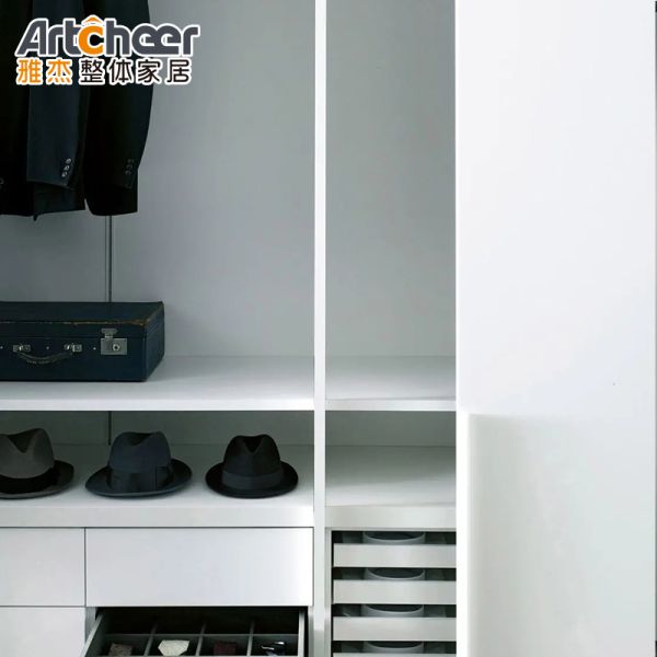 Bedroom Furniture Modern White Clothes Wardrobe with Storage Wall Design Slide Door