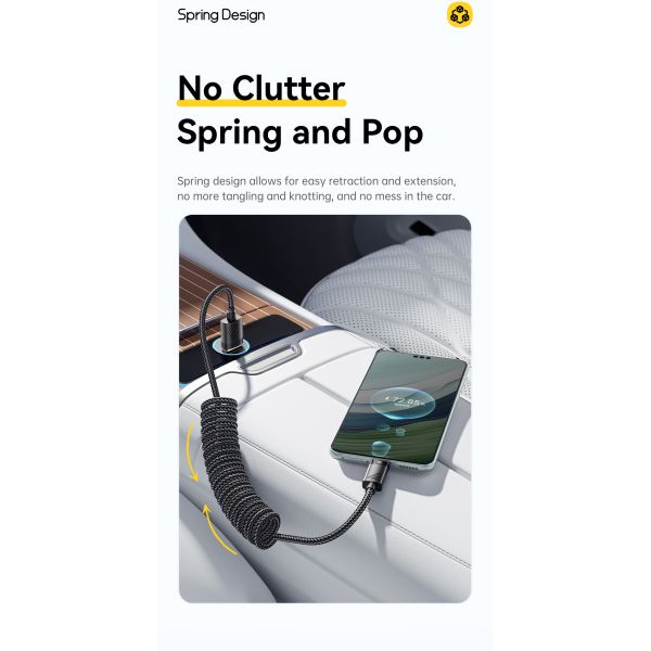 ESSAGER ES-X66 Spring Style Cable 100W 88W 7A USB Type C to USB Cable