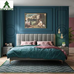 Cheap Custom Size Wooden Double Bed Queen Platform King Size Fabric Bed Hotel Bedroom Furniture wholesale