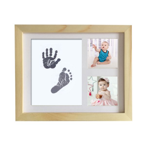Wooden Baby Hand and Footprint Photo Frame Sweet Memory Newborn Baby Ink Kit