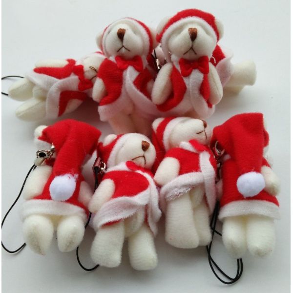 Mini Christmas Knuckle Bear 6cm Plush Toy Teddy Bear Doll Pendant with 6*3*2cm Size