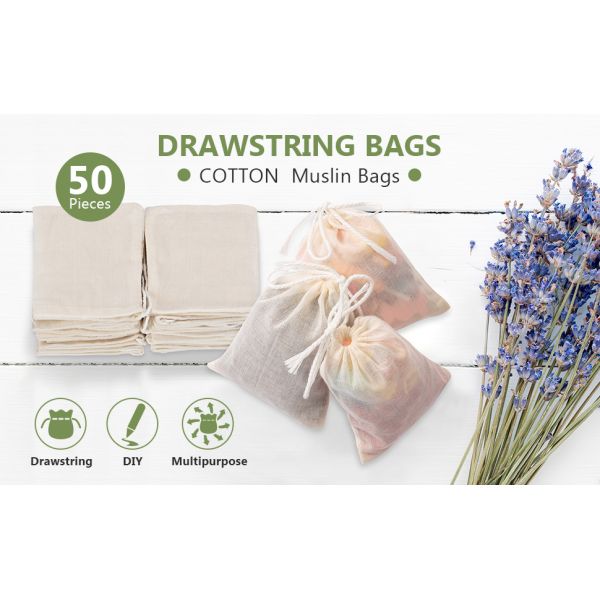 Wood color Double Drawstring Cotton Muslin Bags Favor Bags Jewelry Pouch Reusable Bags Tea Bags Souvenir Gift Bag pack