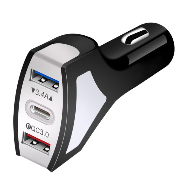 QC3.0 Type C 3 Port USB Car Charger 20W Plug In For Mobile Phone