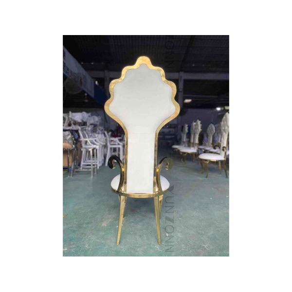 Magnificent Furnishings White Bridal Chair Wedding Banquet Chair High Back Stainless Steel
