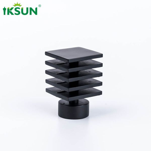 Textured Black Curtain Pole Ends , Curtain Rods And Finials Aluminium Alloy Material