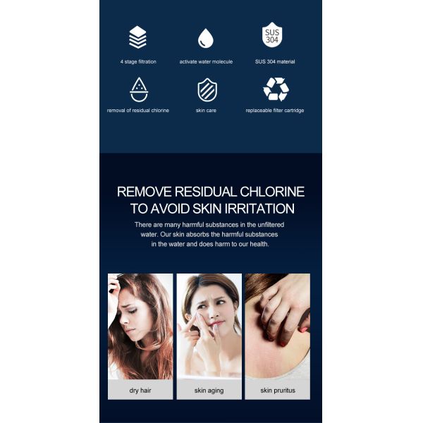 Chlorine Removal Shower Head Water Filter Practical 63x144mm