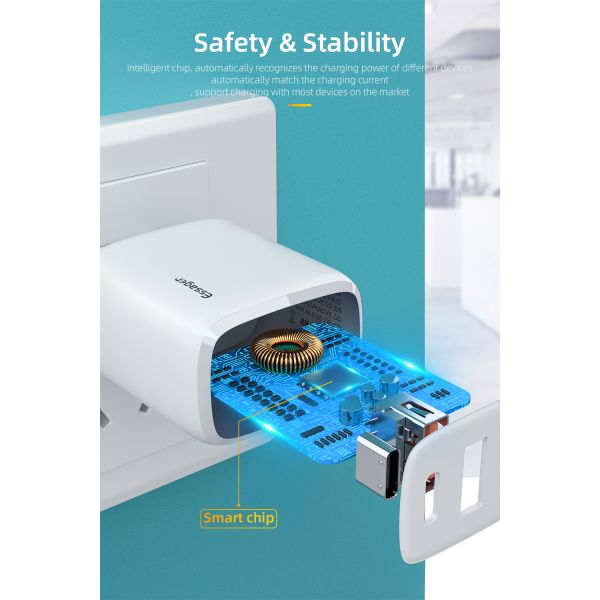 Essager 2021 YuRoom PD QC 20W Mobile Chargers USB Type C Charger Cable USB 100-240V PD Wall Charger