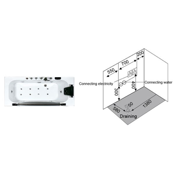 Freestanding Jacuzzi Hydromassage Bathtub 1 Person Eco Friendly Material
