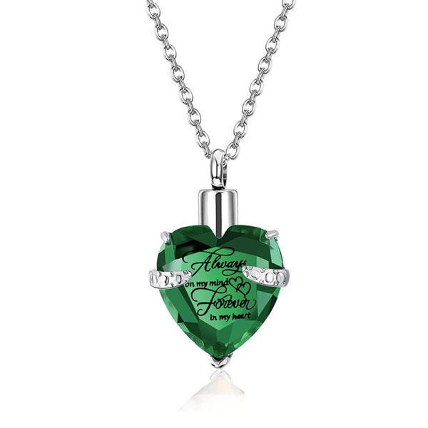 Heart Birthstone Necklace Stainless Steel Glass Crystal Heart Birthstone Necklace With Birthstones