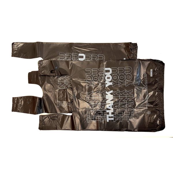 Plastic Black Bags 500 Count Extra Heavy Duty 1/6 Grocery Thank You Bags , HDPE material