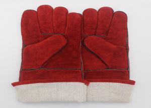 China Red Welding Work Gloves , Cow Split Leather Gloves OEM / ODM Service on sale