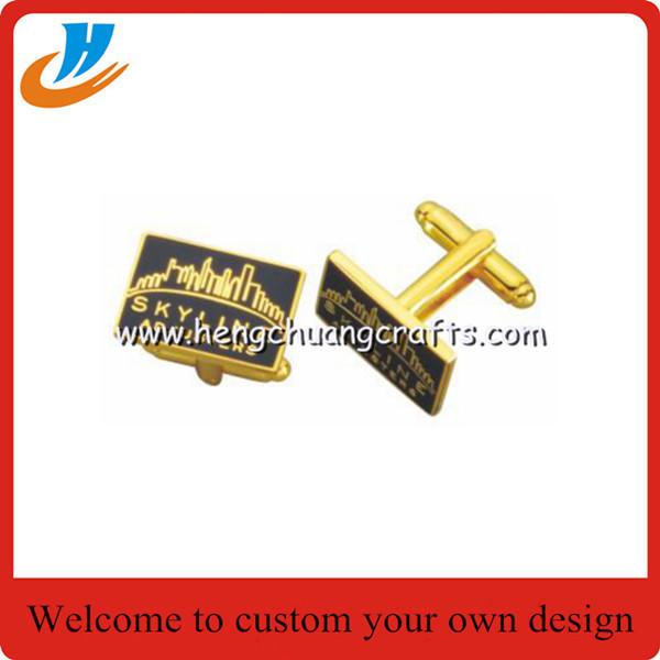Gold and silver metal cufflinks/soft enamel process metal cufflinks customizable