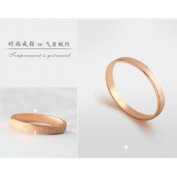 Rose Gold Matte Couple Engagement Rings Elegant Fashion Jewelry Stainless Steel Ring