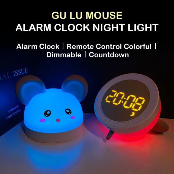 CE Certified ABS Desk Digital Clock With LED Display Silicone Night Light And Natural Alarm