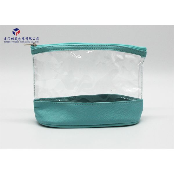 Bath Set Leather Cosmetic Bag Super Clear PVC Body Top Zipper 19.5X6.5X12.5cm