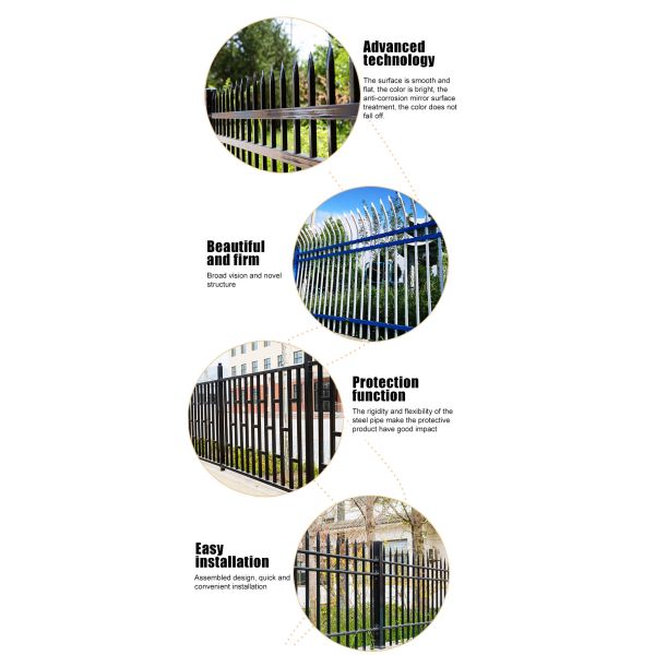 European style hot dipped palisade fencing railway metal palisade fencing