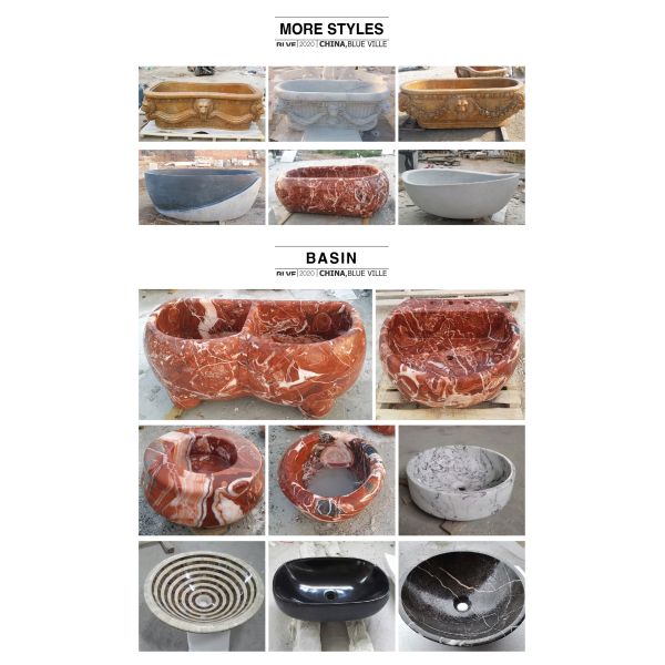 Marble Bath Tube Natural Stone Carving Tube Solid Surface Free Standing Elegant Bathtub Custom