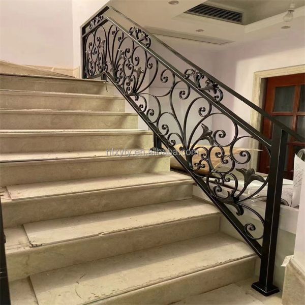 Wrought Iron Indoor Banister Railing Stainless Steel Handrails For Outdoor Steps