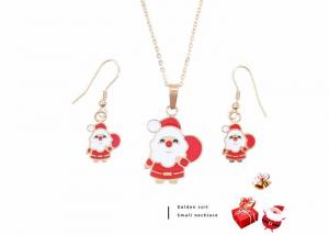 Cheap Father Santa Claus gift package necklace set earrings stainless steel sweater chain Christmas small gift wholesale wholesale