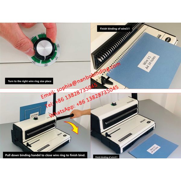 Desktop A3 Paper Twin Ring Wire Binding Machine with 8.47mm Pitch