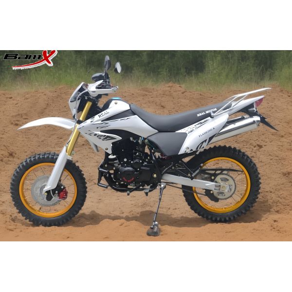 Single Cylinder 200cc Dual Sport Motorcycle Two Pipes Muffler Alloy 4 Stroke Dirt Bike