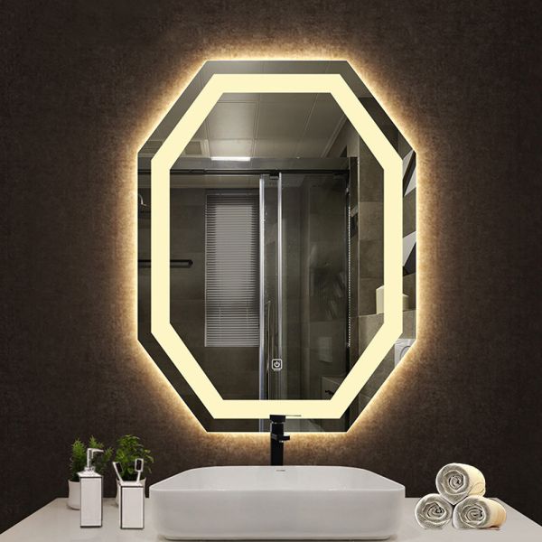 Customized Size Led Touch Bevelled Smart Fitness Bath Backlit Mirror for Salon Makeup