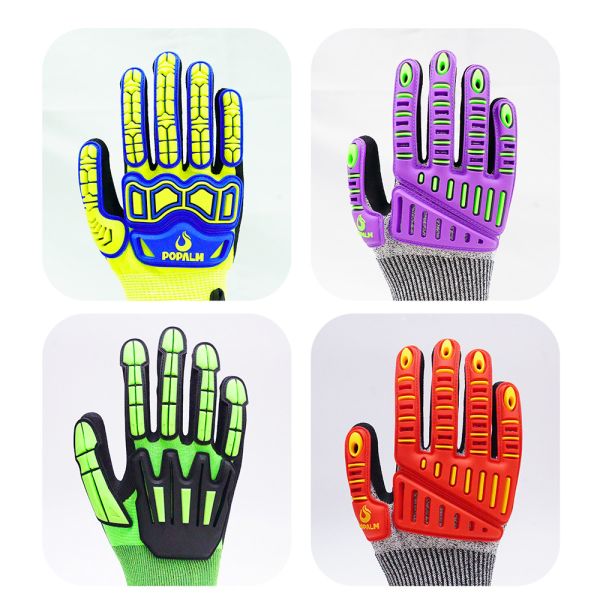 13 Gauge Red Sandy Nitrile Polyester Gloves Anti Slip TPR Impact Protection Gloves