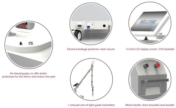 Qswitch & long pulse 2 mode combined 1ms long pulse nd yag laser hair removal machine