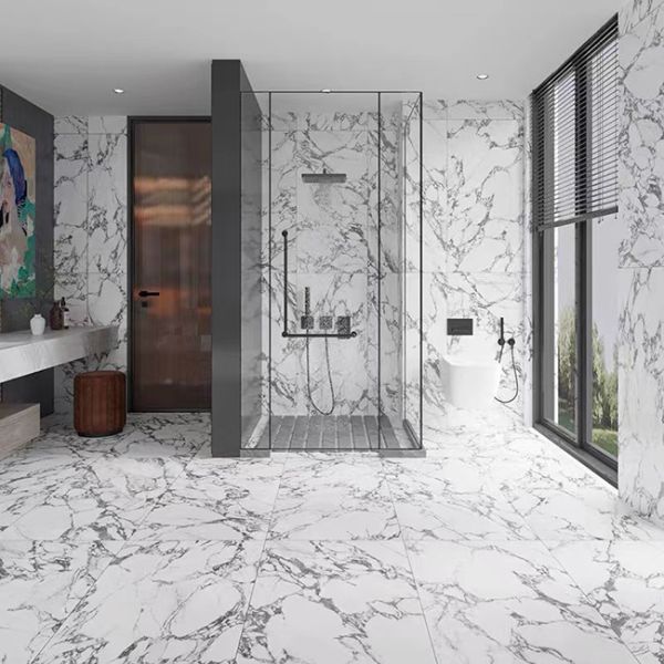 Non Slip Porcelain White Floor Tile Matte Glazed Marble Porcelain Floor Tile