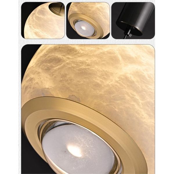 Luxury Indoor Home Decorations Linear Suspension Kitchen Island Living Room Bedroom Round Ball Alabaster Chandelier