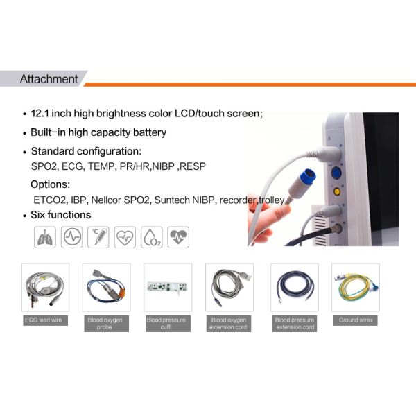 12.1inch Portable Vet Multi-parameter Monitor Yonker VE 12 Monitor Veterinary Multi-parameter 8 Monitor Price