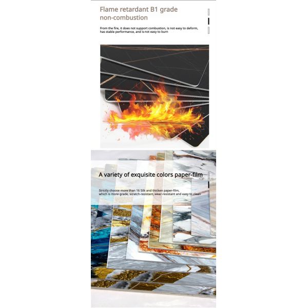 1220*2440mm Pvc Uv Marble Sheet Board Lightweight 3mm Or 4mm Thickness