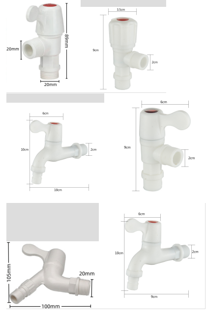 White ABS Handle Plastic Water Faucet Tap Bathroom Faucet Accessory Type Faucet With Diverter