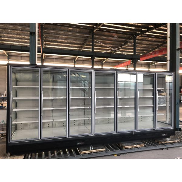 Grey Refrigerated R404a Sliding Glass Display Case For Supermarket Commercial