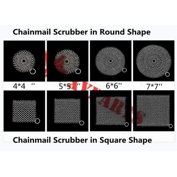 Food Grade Round Square Cast Iron Cleaner Made Of Chainmail Ring Mesh