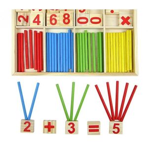 Figure Blocks Counting Wooden Toys Montessori Educational Children Gift